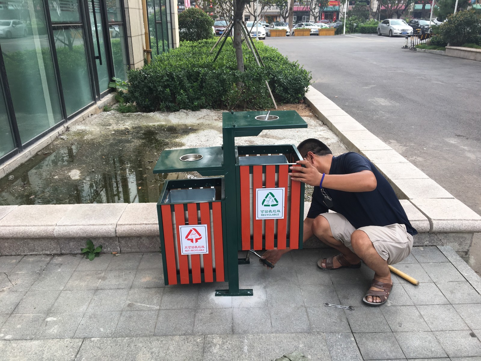 戶外分類(lèi)鋼木垃圾桶YTD07